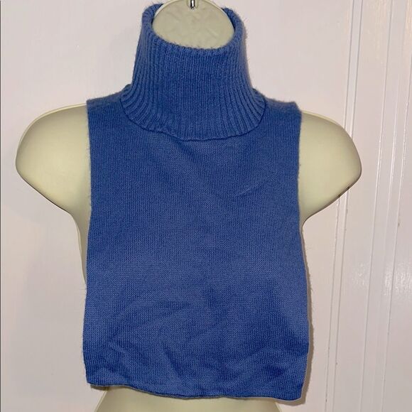 Vintage Periwinkle Blue Ribbed Turtleneck Neck Dickie - Picture 1 of 6